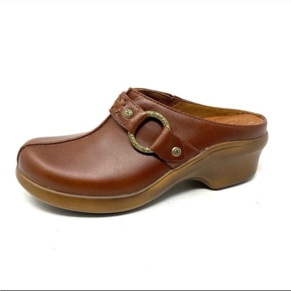 Ariat Shasta Leather Mules Brown Leather Clogs Size 7 - Picture 1 of 16
